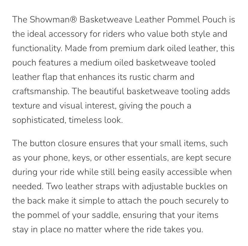 Basket Weave Leather Pommel Saddle Pouch / Bag