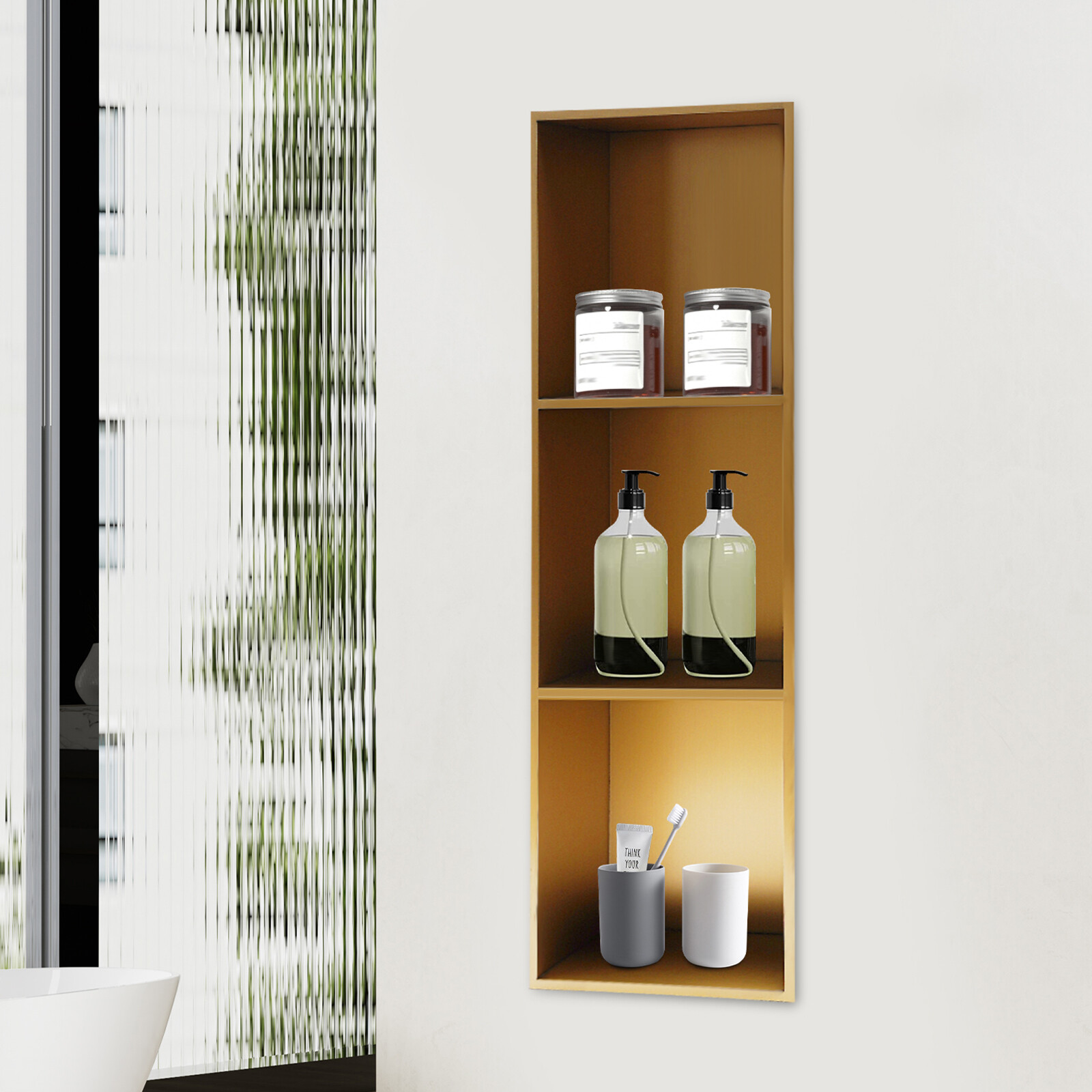 3 Tiers Recessed Bathroom Shower Shelf Shower Wall Niche Shower Storage Shelf