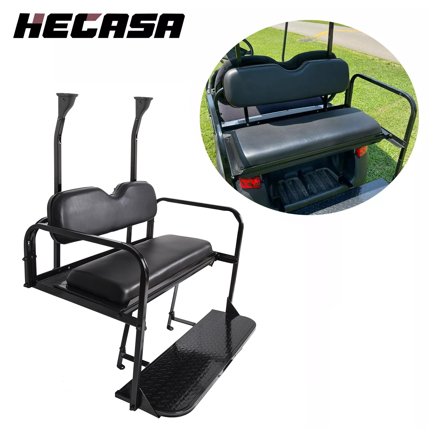 Flip Rear Seat Kit w/Roof Support For 2004-up Club Car Precedent Tempo Golf Cart