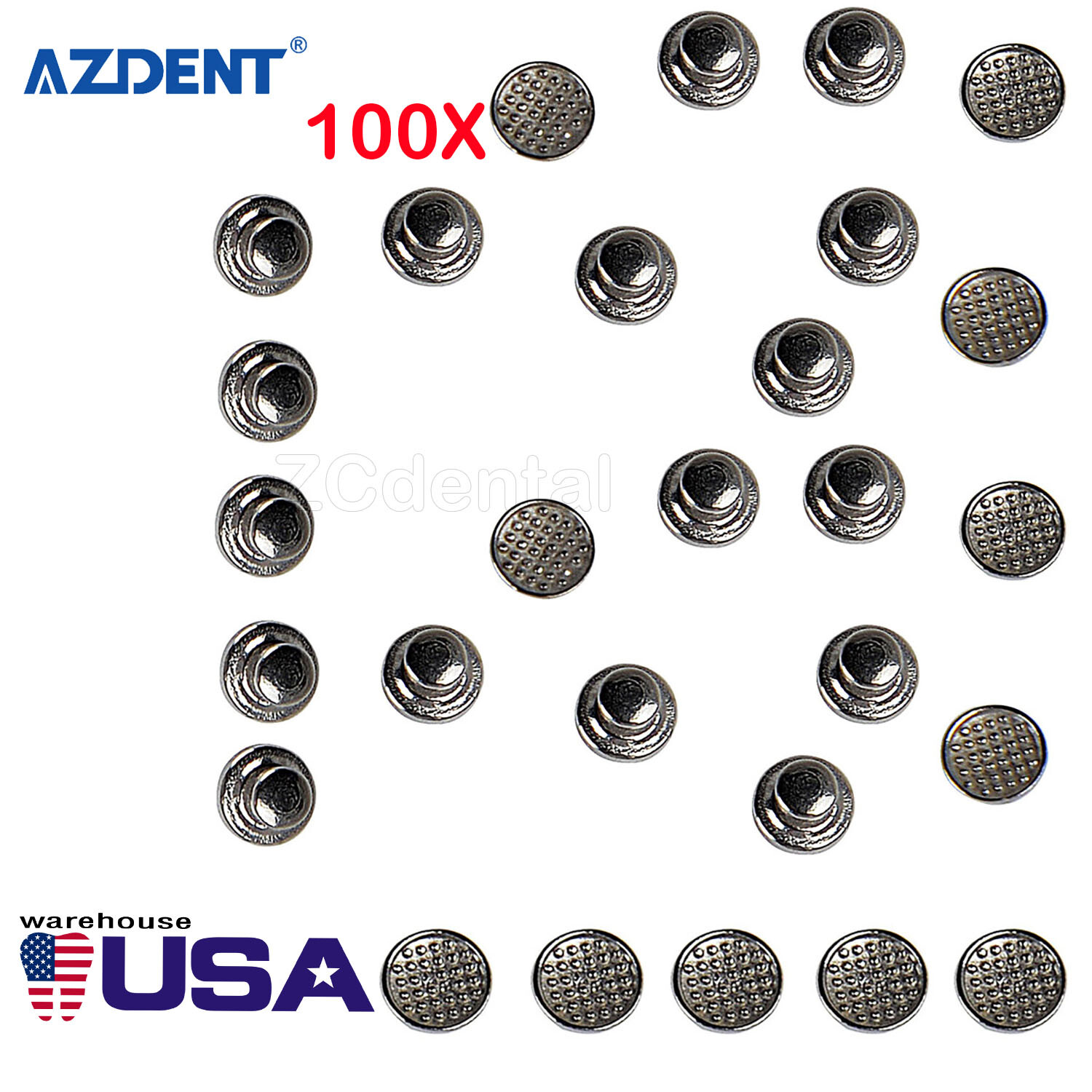 100pcs AZDENT Botones linguales adhesivos de ortodoncia dental Base redonda