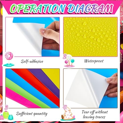 Colorful PVC Floor Stickers Candy Donut Theme Land Runway 7.9 x 4.7 Inch 30