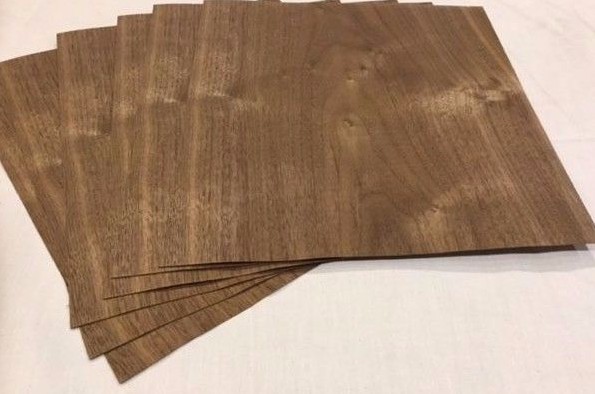 Walnut Wood Veneer, Raw/Unbacked - Pack of 3 - 9" x 9" x 0.024" Sheets