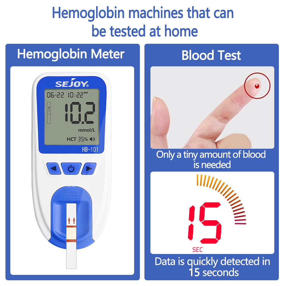 Blood Hemoglobin Meter Analyzer Anemia Monitor Test HB & HCT with 25pcs Strips