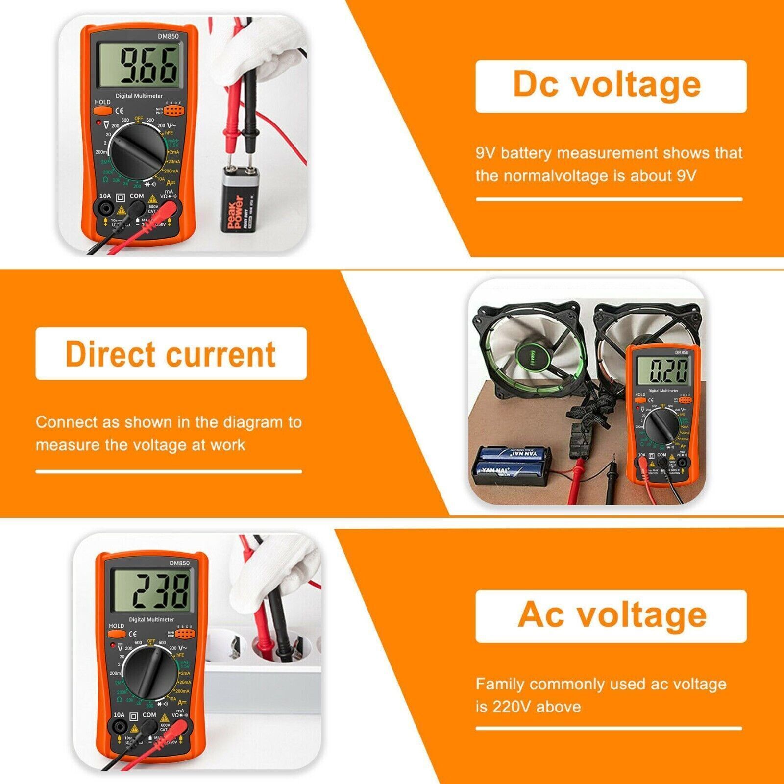 Digital Multimeter Voltmeter DM850 AC DC Ammeter Ohmmeter Volt Meter Tester Ohm