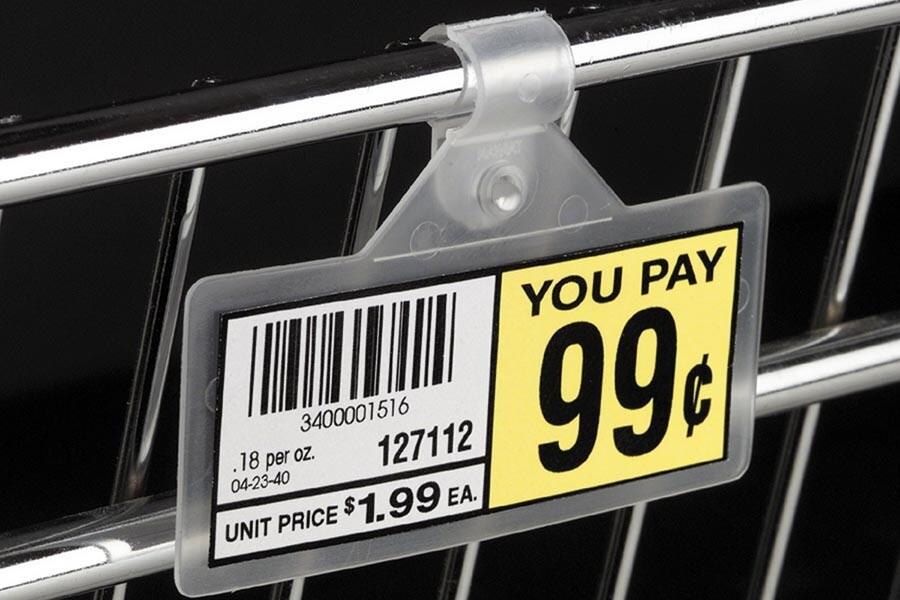 Label Holder -Plastic Clip-on Tag Holder 3" x 1.25" FOR Wire Rack & Basket Tags