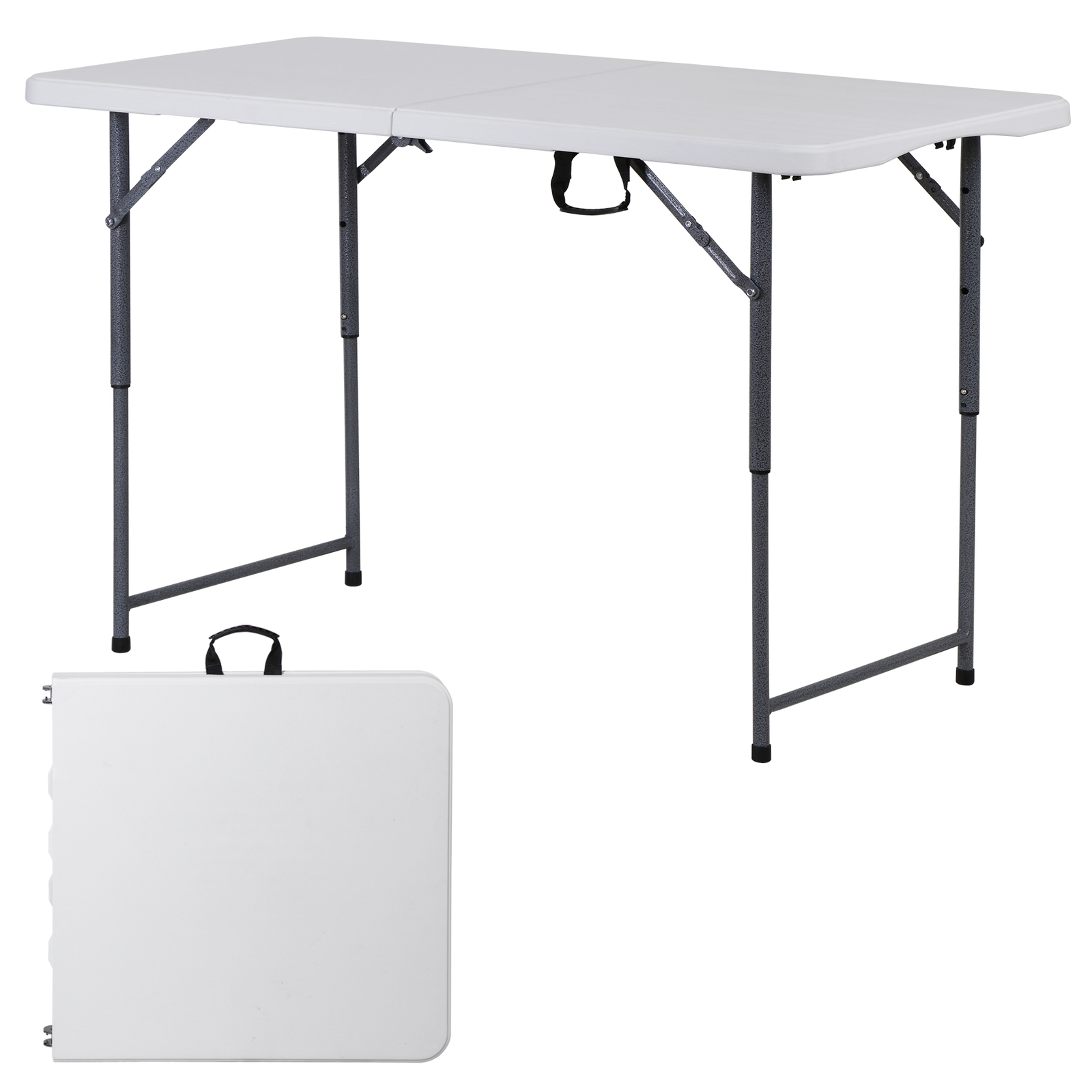 4FT Folding Table Heavy Duty Plastic Foldable Table Banquet Table w/Handle Lock