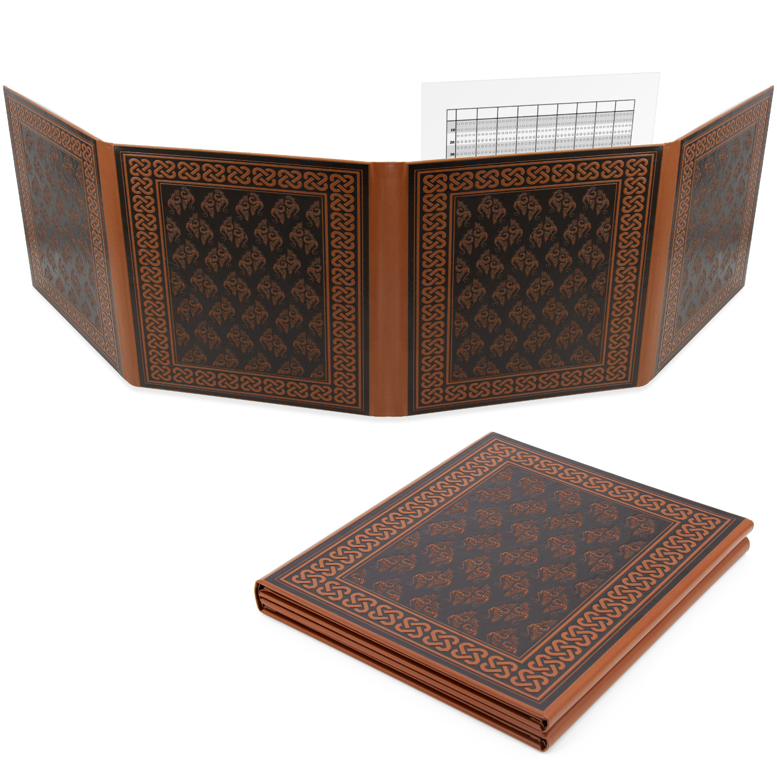 CASEMATIX 4-Panel DM Screen Faux Leather GM Screen for Tabletop RPGs TTRPG