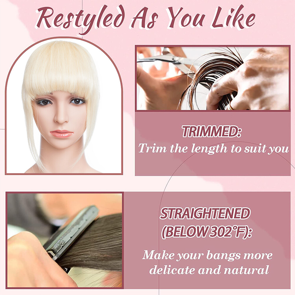 Clip In 100% Remy Air Thick Fringe Bangs Human Hair Extensions Hairpiece Topper