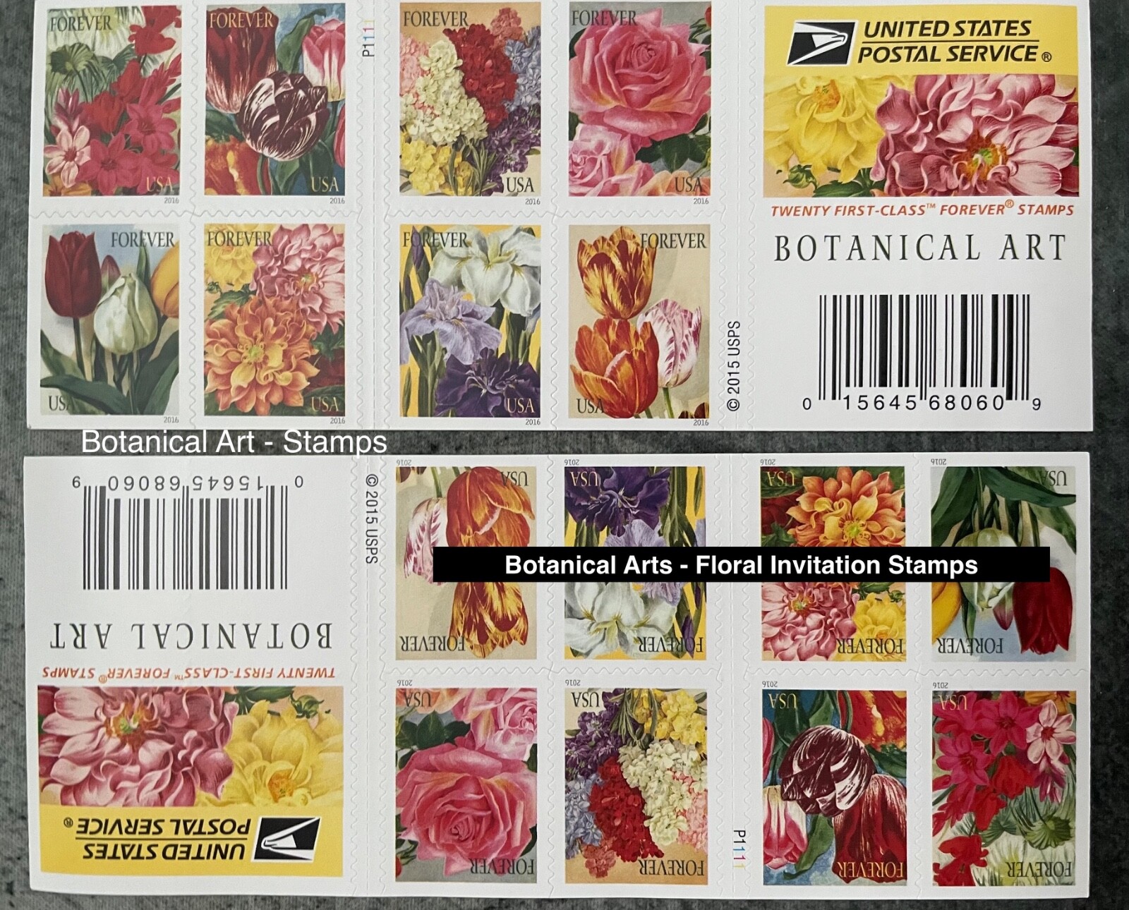 New Book of 20 Stamps – “Botanical Art” – Floral Celebration Stamps – 2016