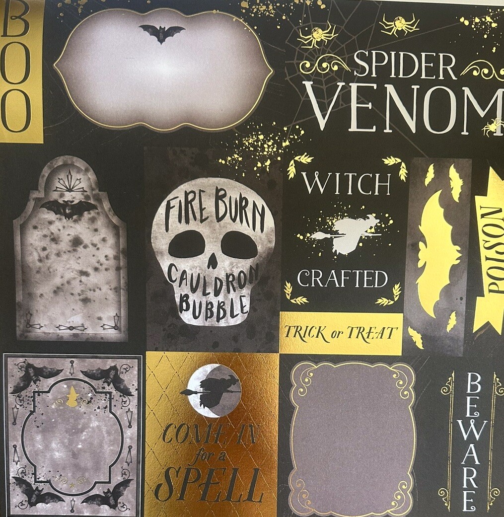 ~ HALLOWEEN ~ 12x12 SCRAPBOOK CARDSTOCK PAPER PAD 48 LOT *MARTHA STEWART* FOIL