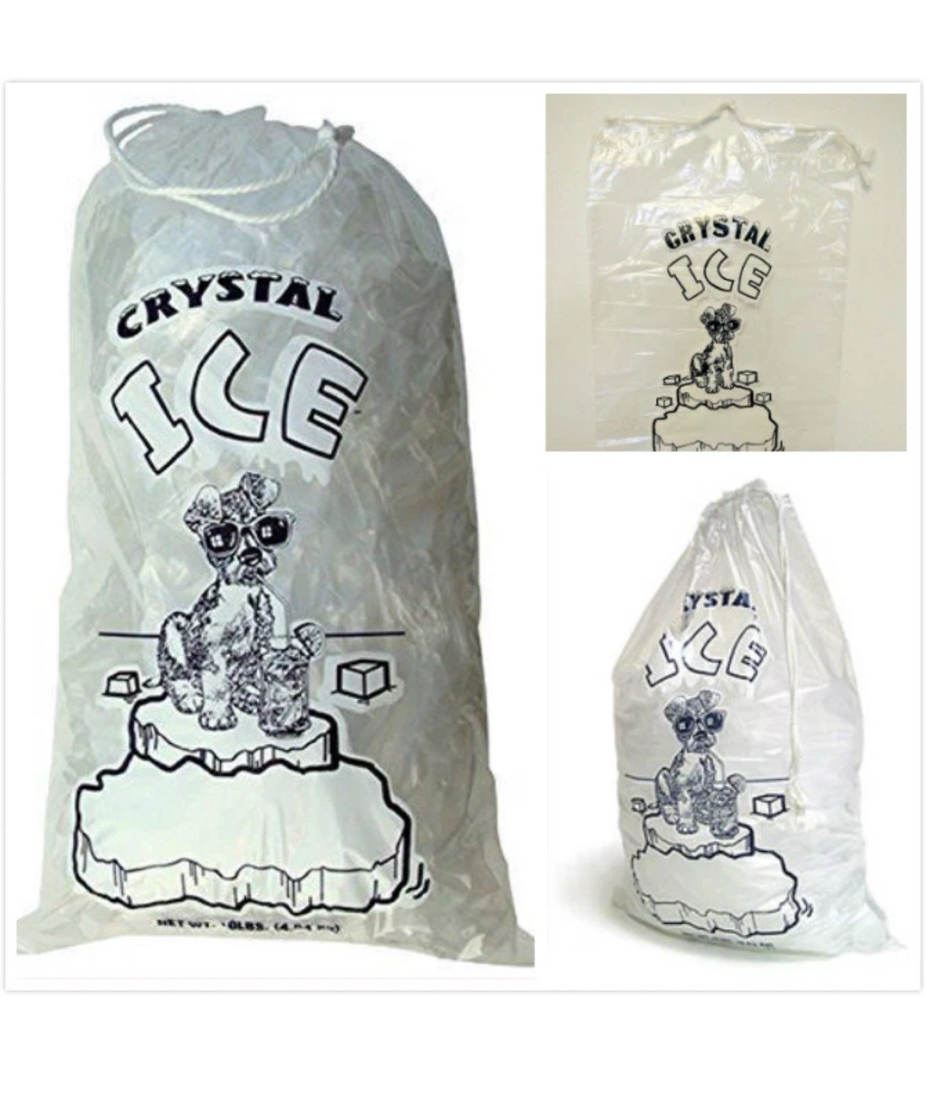 10 LB LBS Ice Bag Bags w/ Drawstring COMMERCIAL Choose Your Quantities FREE SHIP