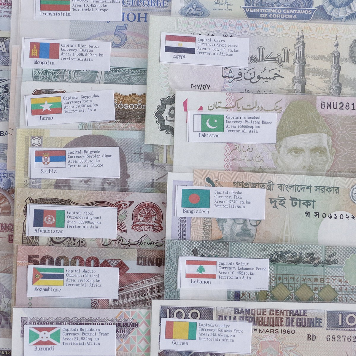 Lots 100 Different Paper Money UNC Collection 50 Countries World Banknotes