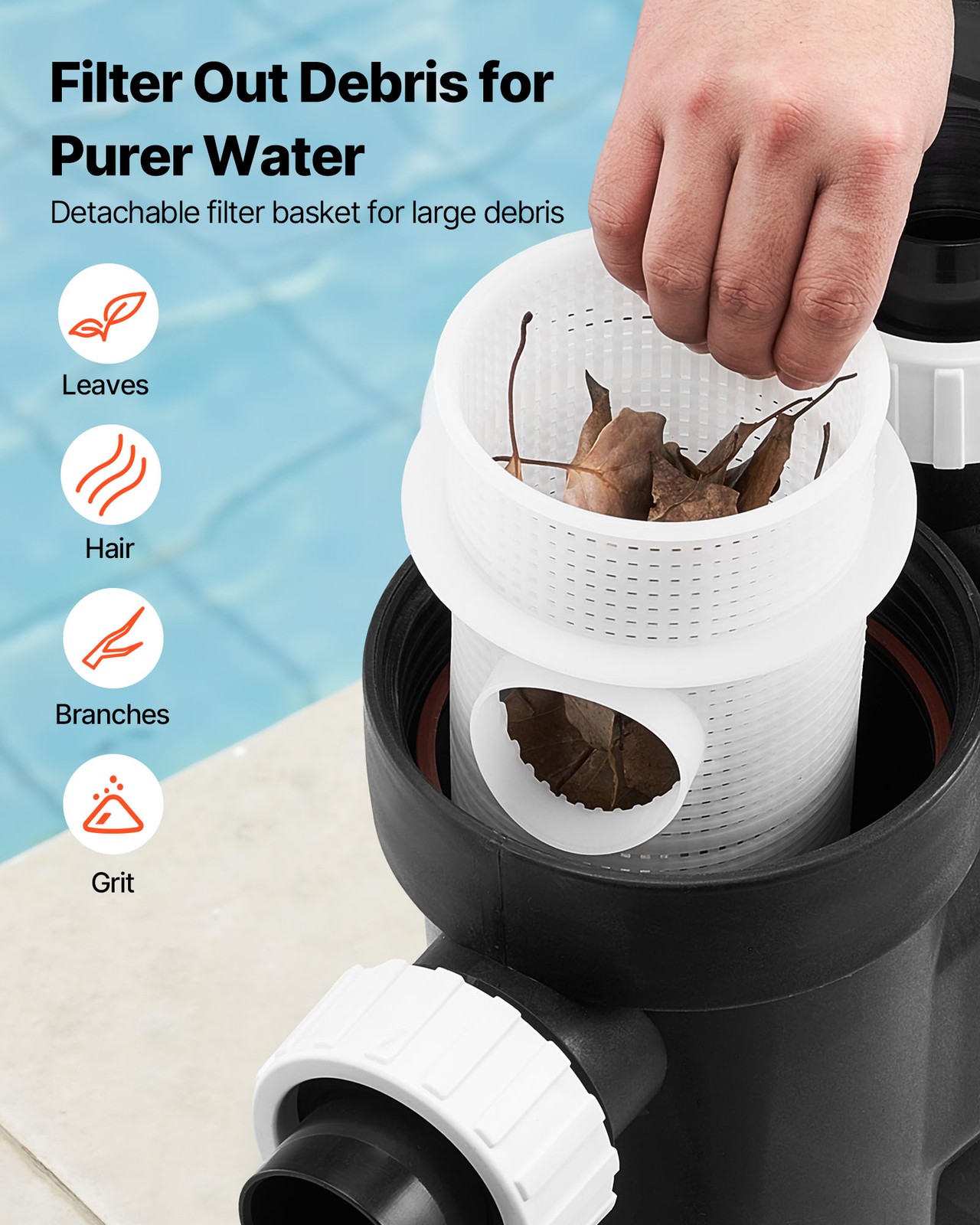 VEVOR Variable Speed Pool Pump 1.5 HP 220V 115 GPM In/Above Swimming Pool Pump