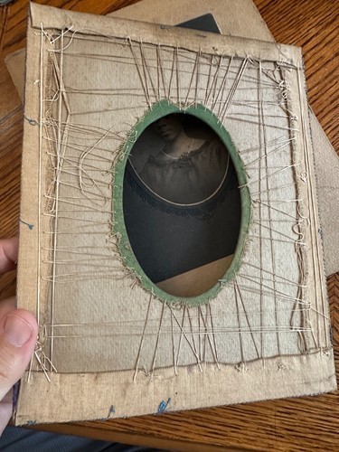 1890s African American Woman Portrait Photograph Embroidered Frame Jones Studio