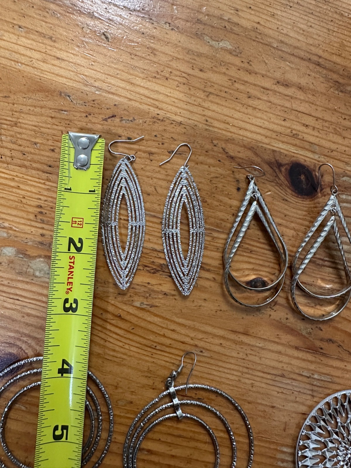 Lot Of 4 Pairs of Silver Tone Dangle Earrings Faux Gem Fantasy