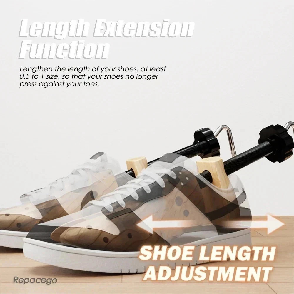 New One Pair 2-way Wooden Adjustable Shoe Stretcher for Men Women Size 9-13