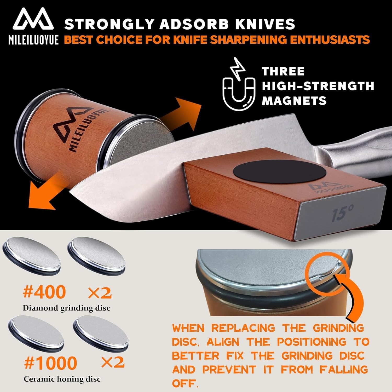 Rolling Knife Sharpener Set Diamond Ceramic Discs Professional Sharpening Kit