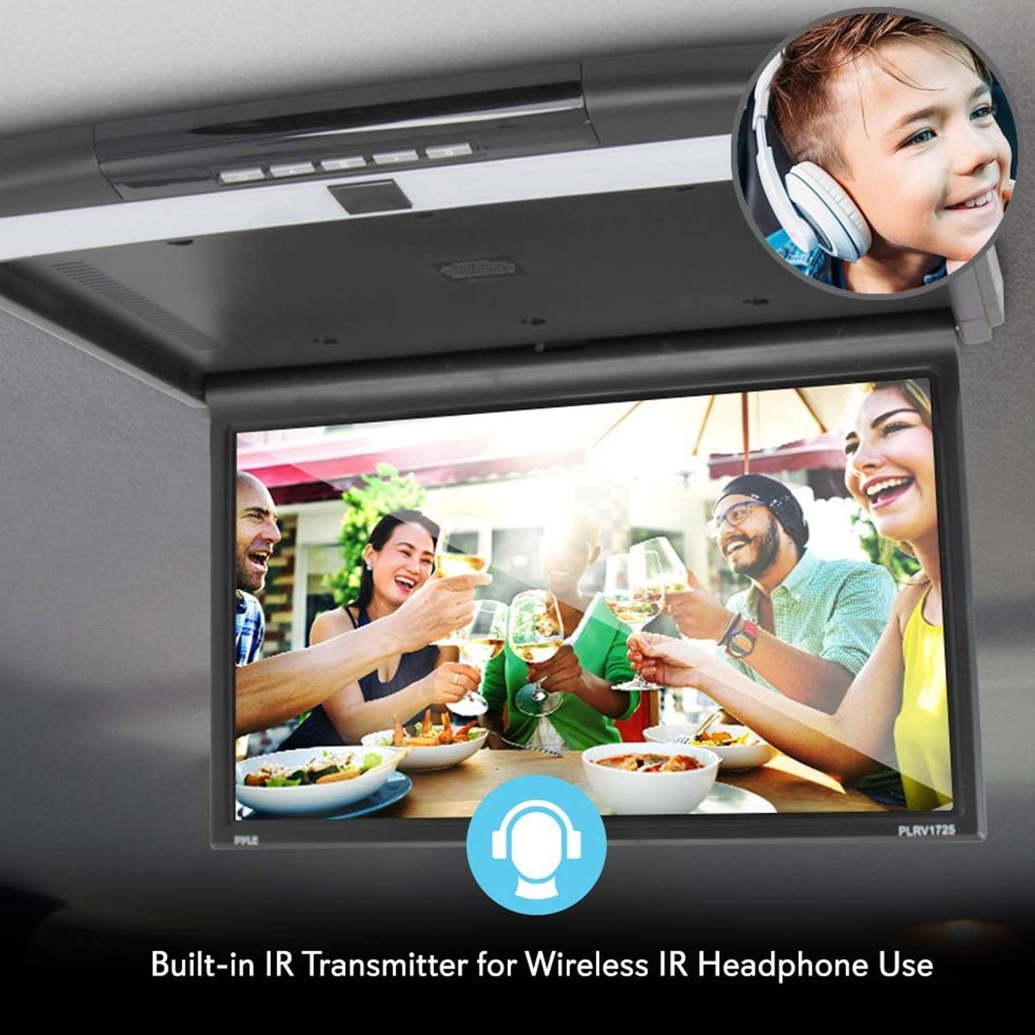 Pyle Car Overhead Monitor Screen Display - 17.3" LCD w/ 1080p Support