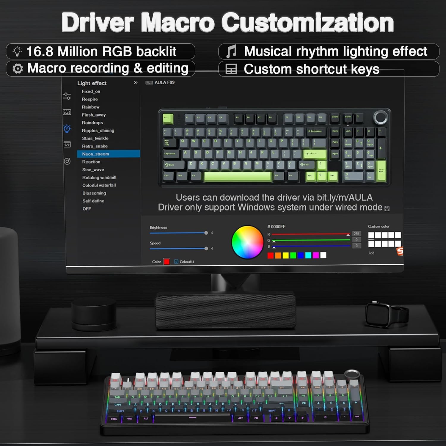 AULA F99/F99 Pro Tri-mode Wireless Mechanical Keyboard RGB Hot Swappable Custom