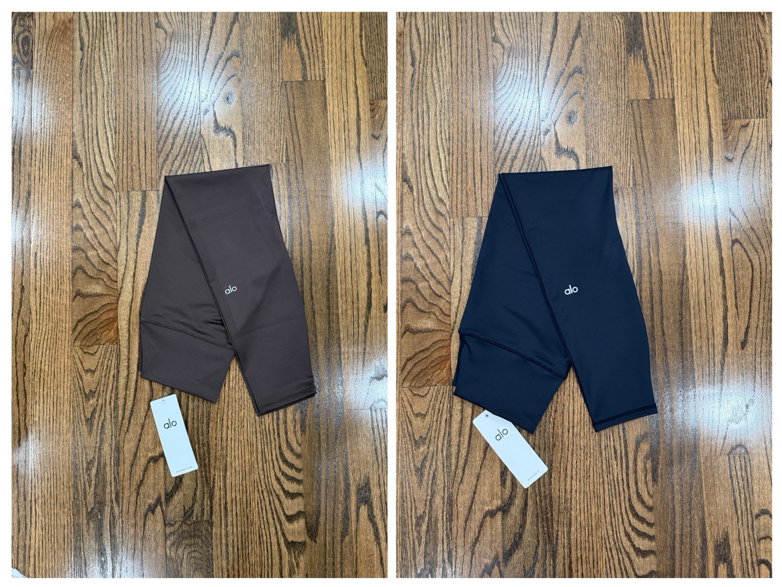 Bundle Of 2 Alo Yoga LARGE High Waist Airbrush Leggings BLACK AND BROWN 7/8 NWT