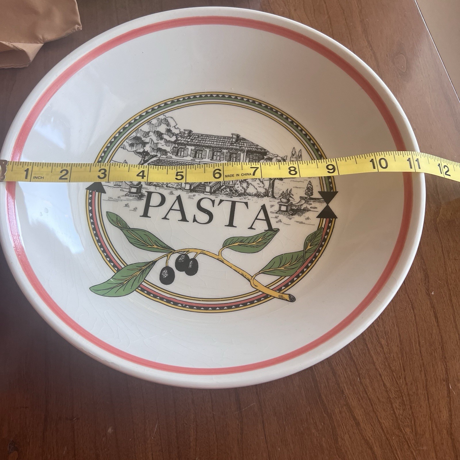 Himark Pasta Bowls Serving and Serving Set Olive Pattern VTG Made In Italy