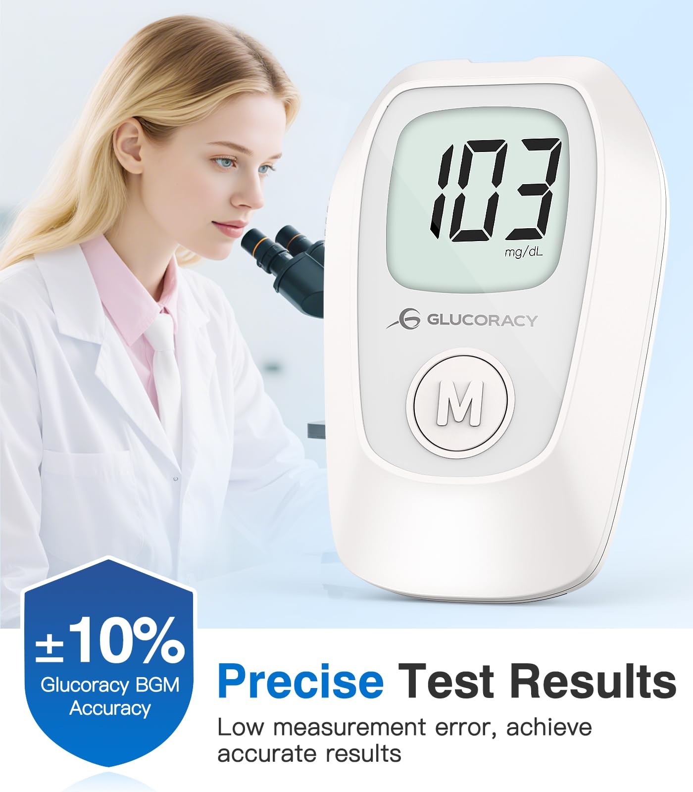 Glucoracy G-425 Glucose Monitor Kit, Blood Sugar with 100 Test Strips