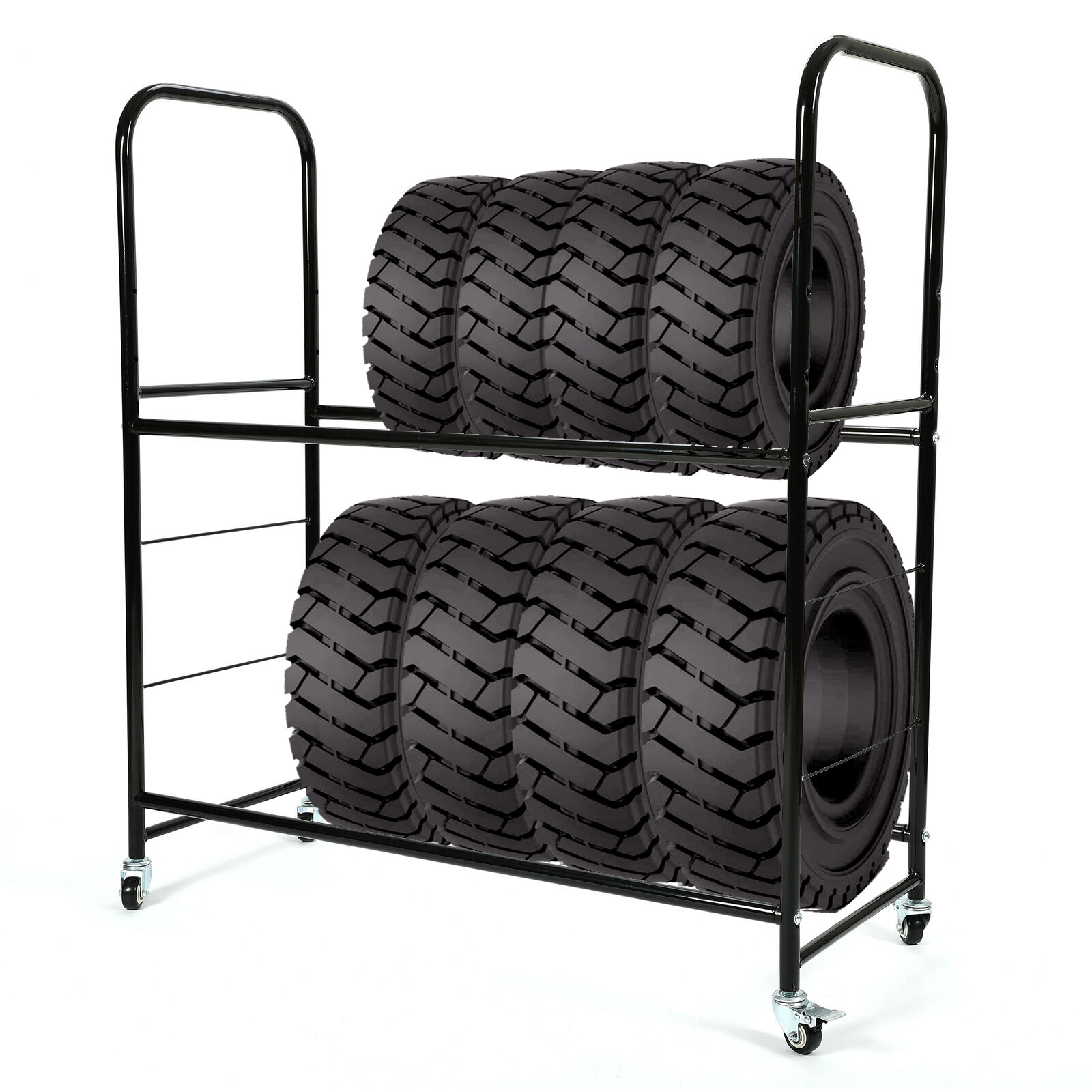 Rolling Tire Rack Heavy-Duty Steel with Wheel For Home Workshop