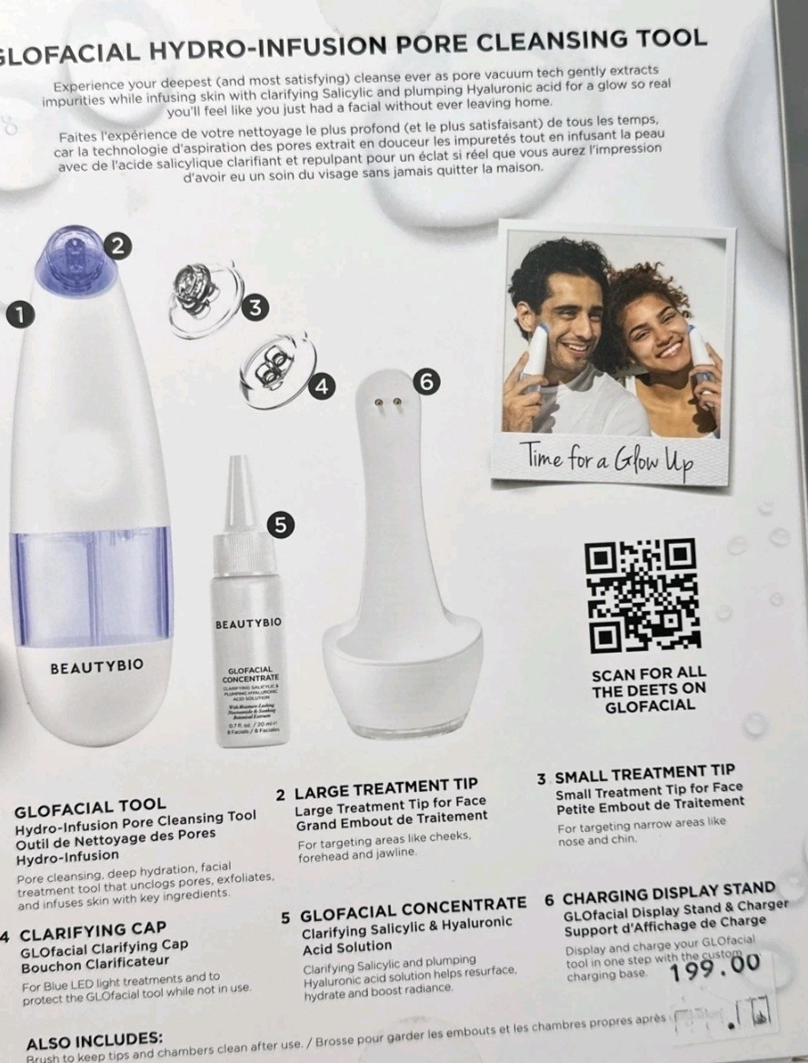 BeautyBio Extract Infuse Clarify Pore GLOFACIAL Cleansing Tool SEALED/Blue Light