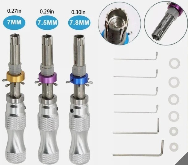 3x 7 Pin Advanced Tubular Lock Tool Set For Padlock Hook Tool Seal Pick Puller