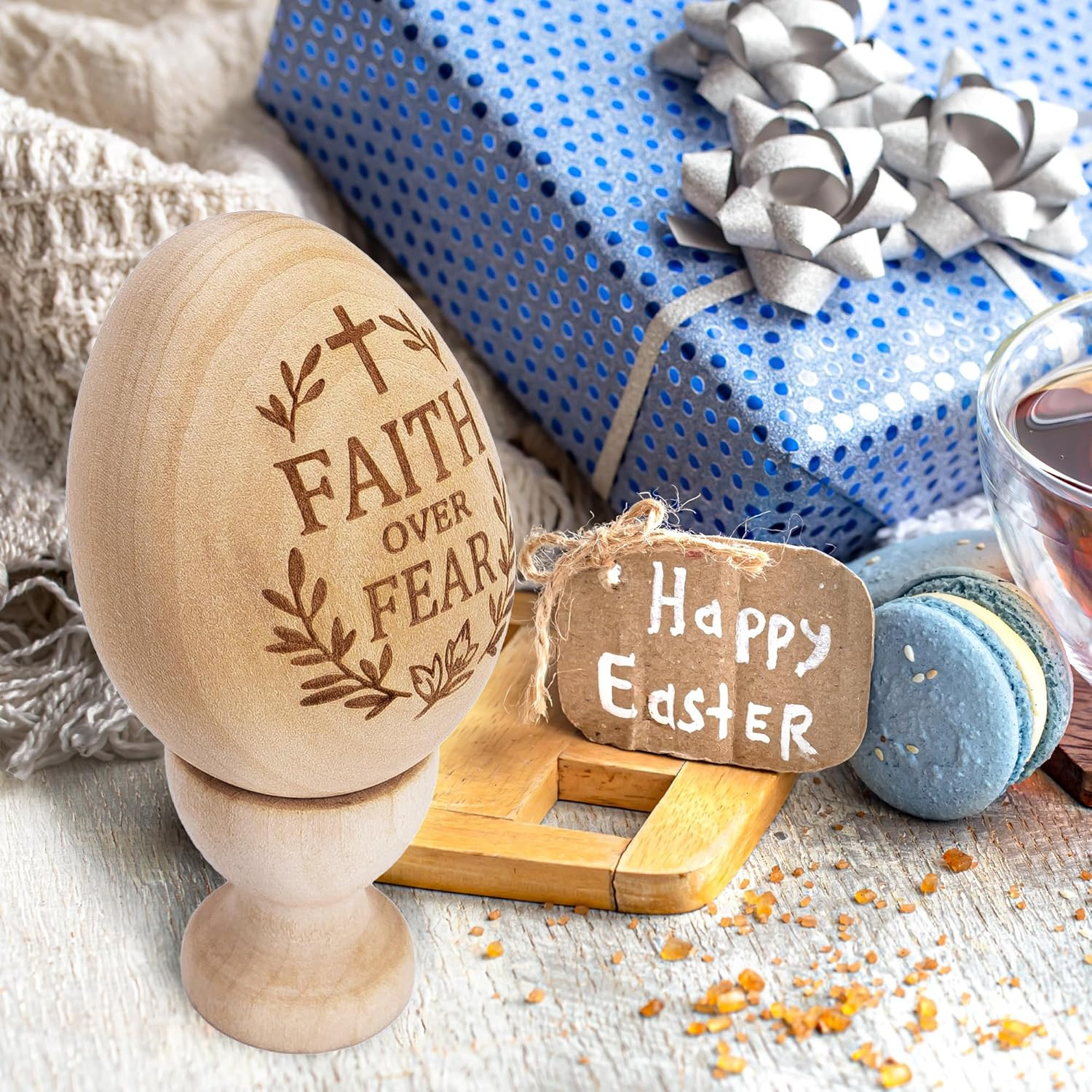 He Is Risen Easter Decor – Religious Easter Cross Decoration for Home, Catholic