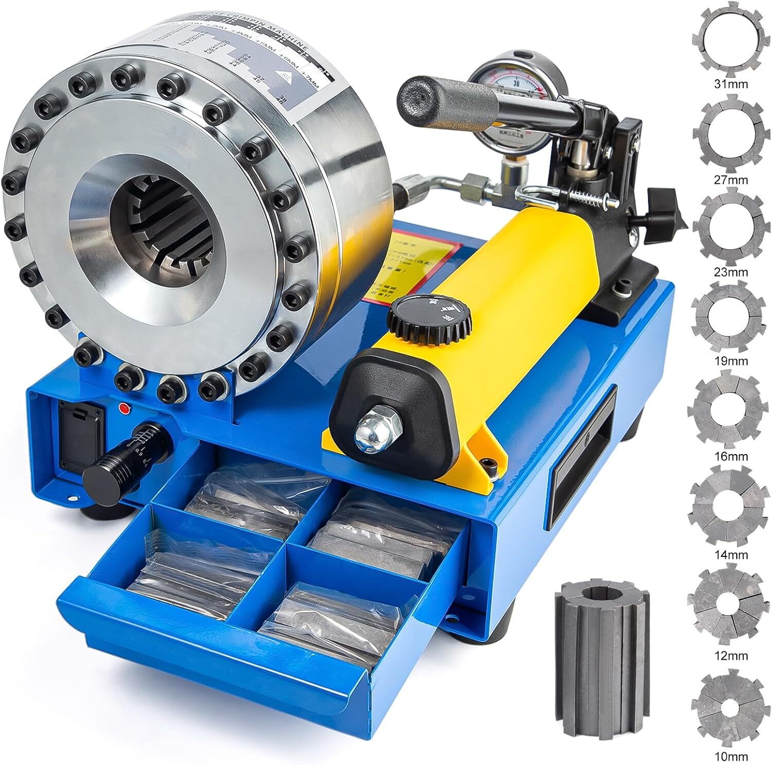 New 5600KN Hydraulic Hose Crimper Pipe Clamping Machine w/ 8 Sets Dies 10mm-30m