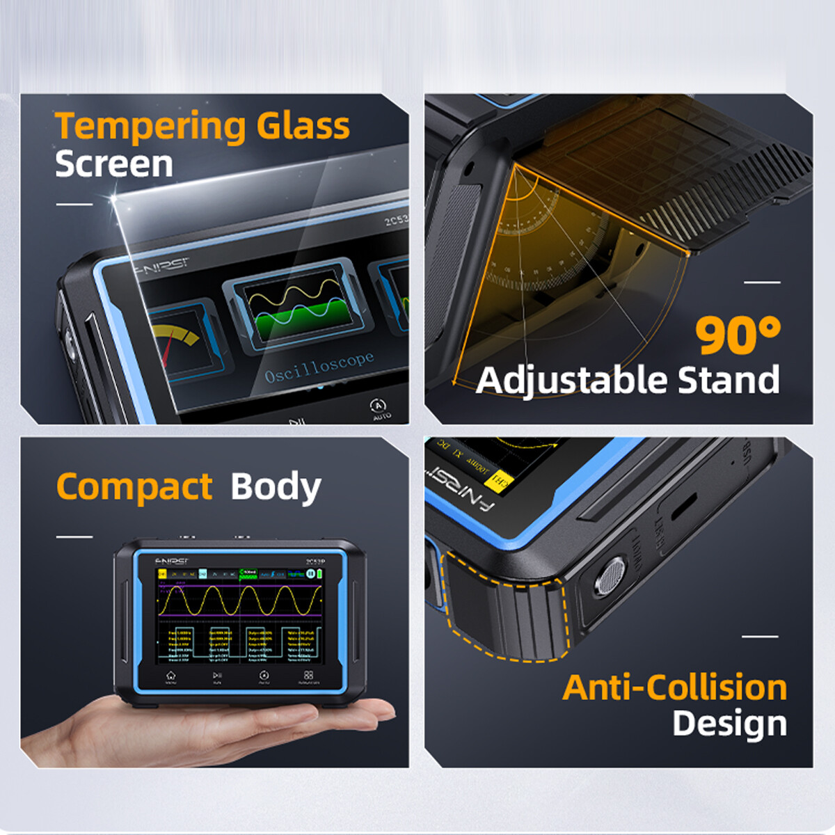 FNIRSI 2C53P Handheld Digital Oscilloscope Multimeter Signal Generator IPS Touch