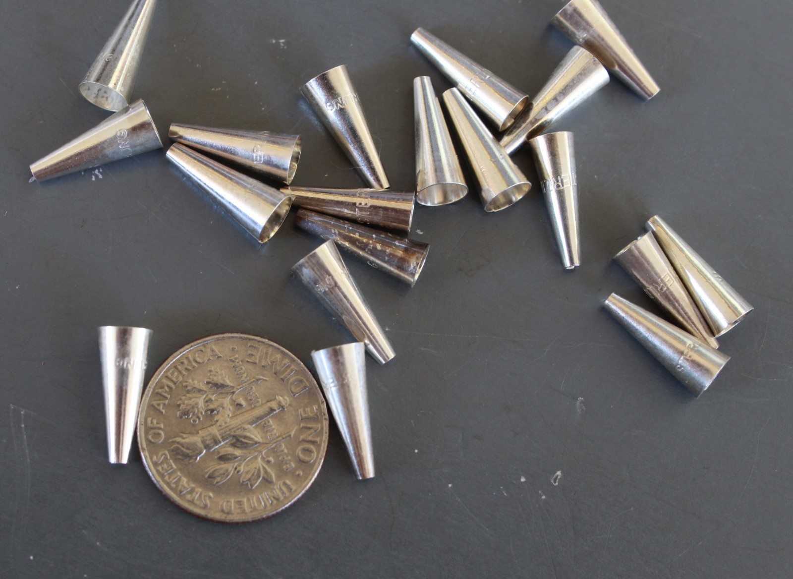 End Cones Bead Necklace ends Sterling Silver SMALLER  1/2" x 5mm USA made