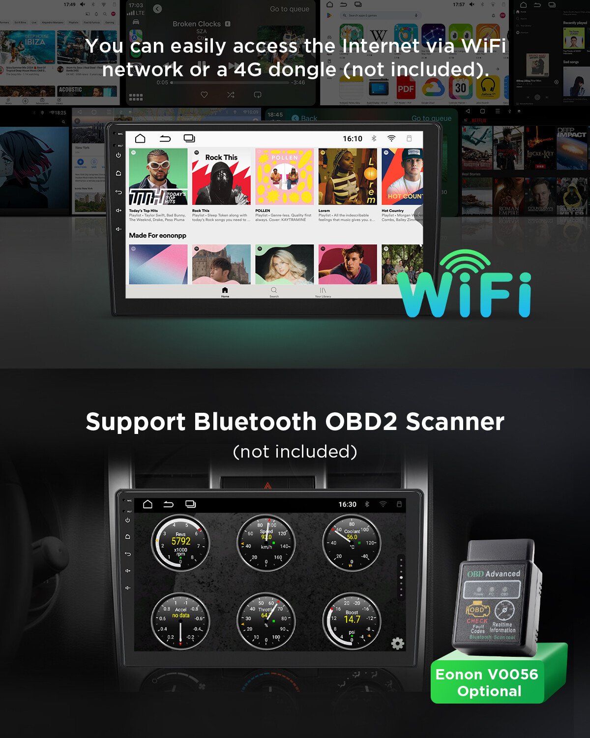 For Jeep Wrangler 2007-2017 Car Stereo Apple CarPlay Android 13 Radio GPS Navi