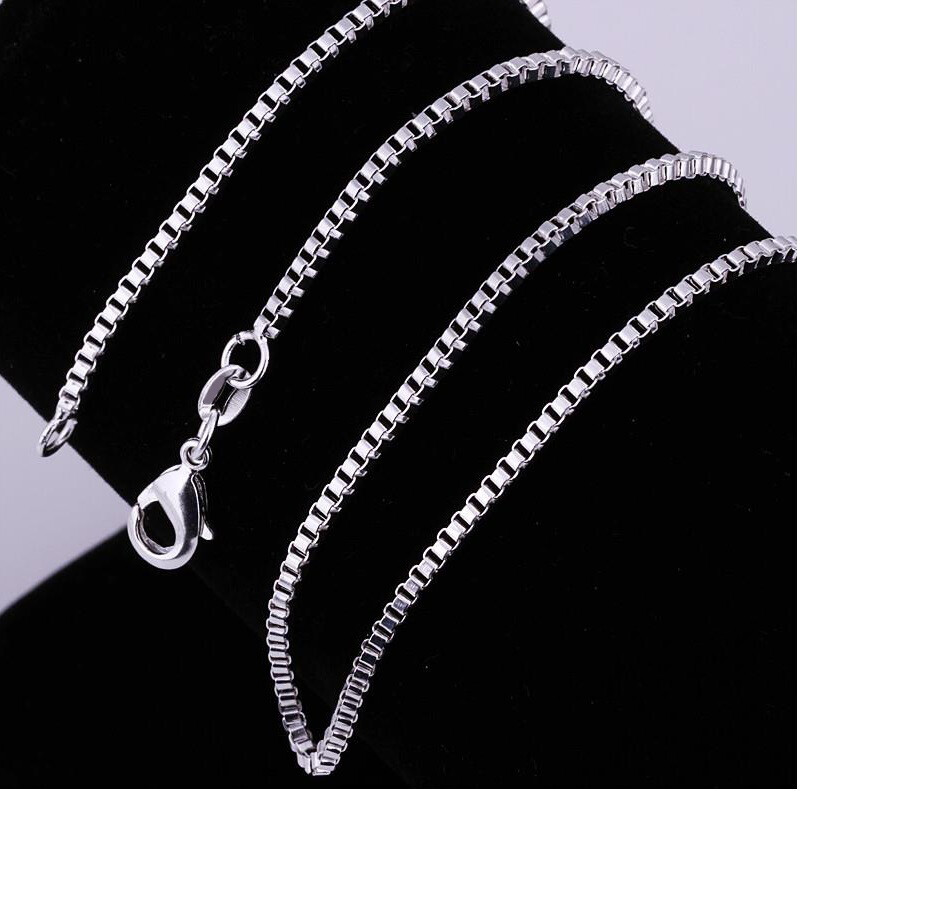Solid 925 Sterling Silver Classic 2mm wide 16"~32INCH Italian Box Chain Necklace