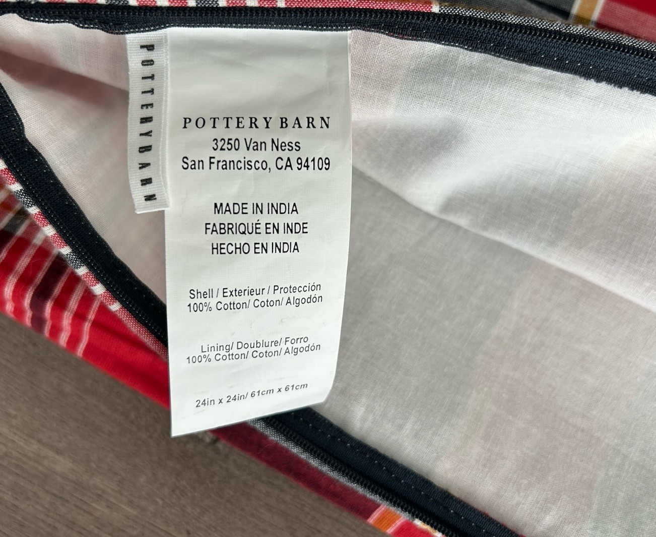 Pottery Barn Quinn Plaid Madras 24" X 24" Pillow Cover,Sham, Cabin Core, NWOT