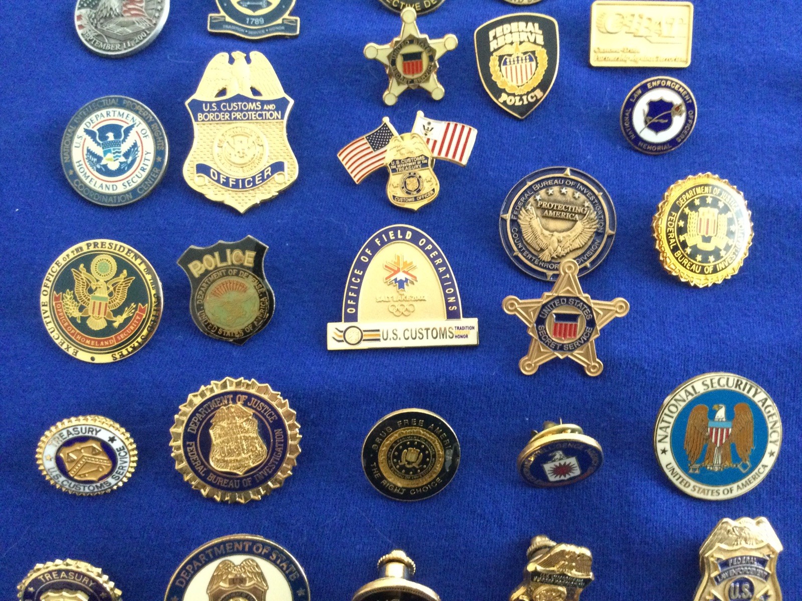 Lot of 50+ misc Law Enforcement Police Pins Badges - Federal State Local Int’l
