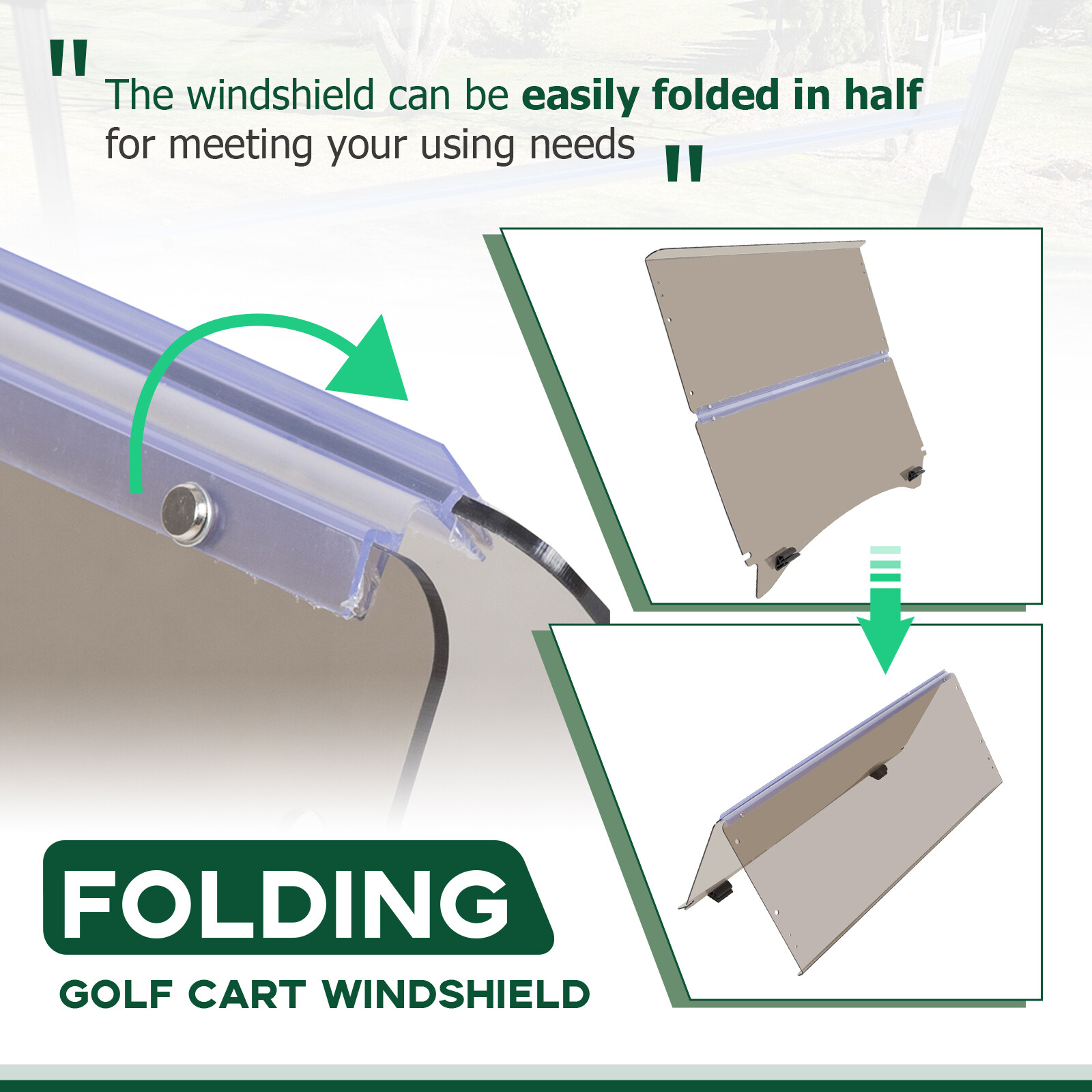 For Club Car Precedent 2004-UP Golf Cart Fold Down Windshield Tinted Windscreen