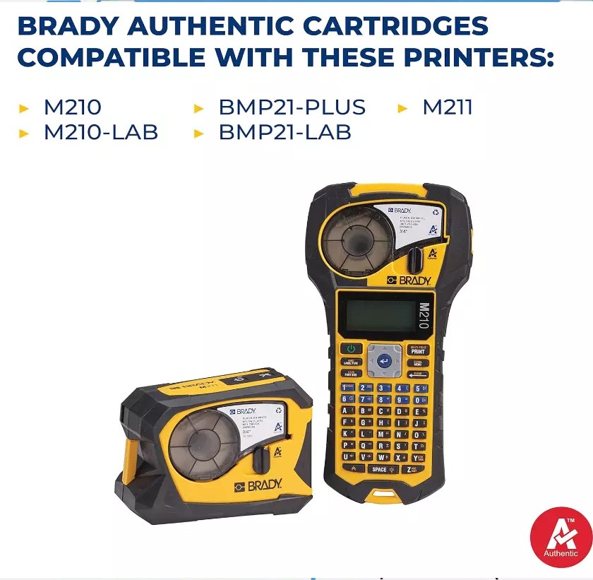 For BMP21 Label Cartridge M21-750-595-WT Black/White Vinyl 3/4" x21'