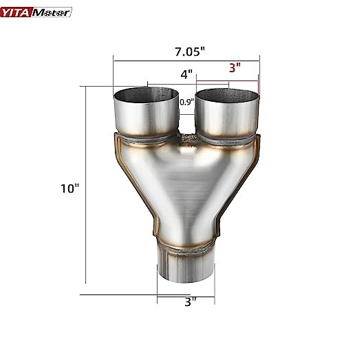 Exhaust Y Pipe 3'' Single to 3'' Dual, Stainless Steel 3" to 3" Y Pipe