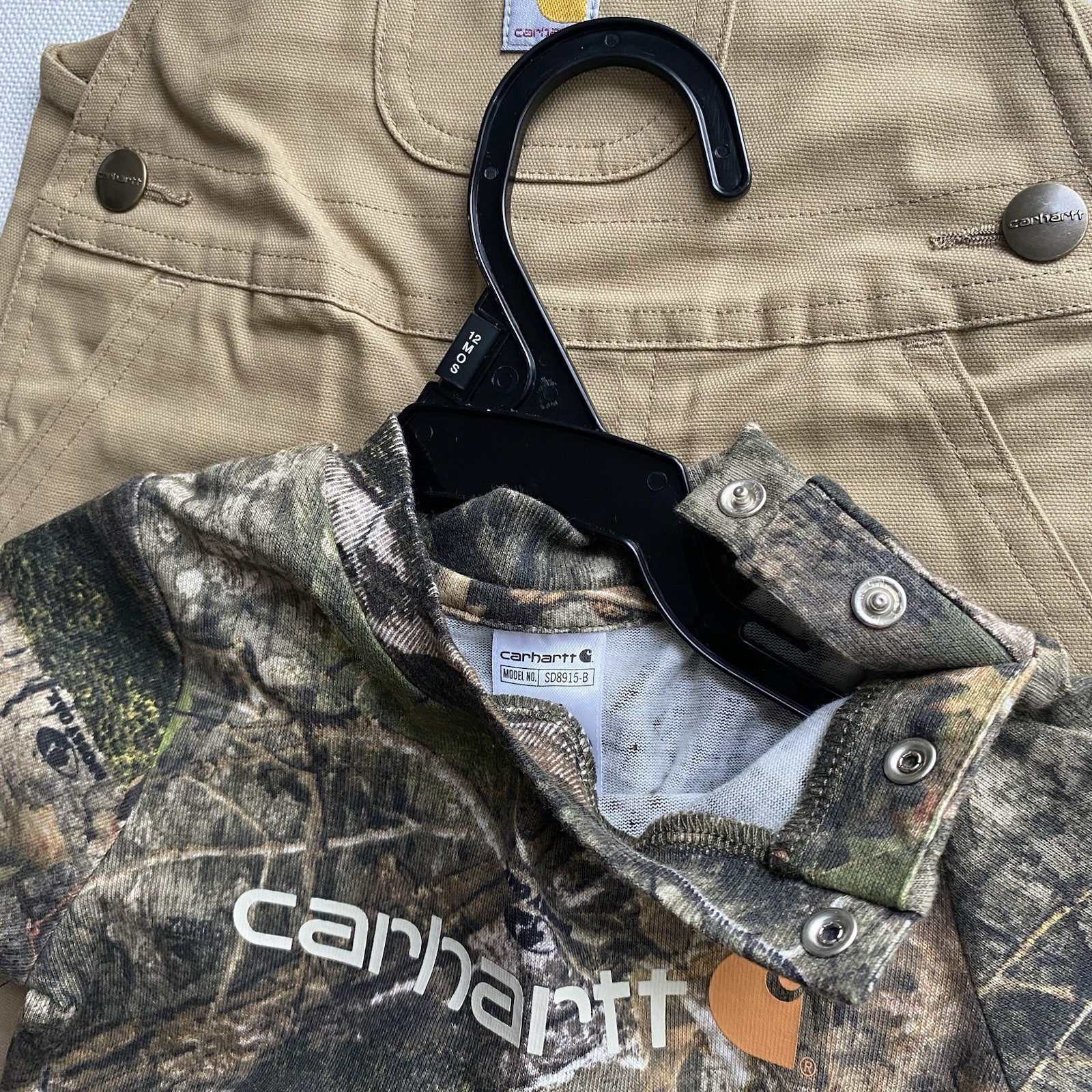 Carhartt Baby Boys 12 Months Camo Bodysuit and Canvas Shortall Set 2 Piece Set
