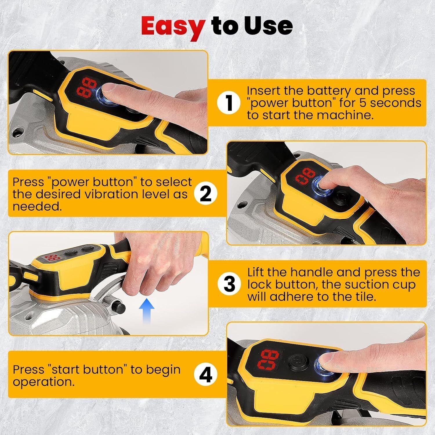 Tile Vibration Leveling Machine Tool for Dewalt 20V Battery Suction Cup 5-speeds