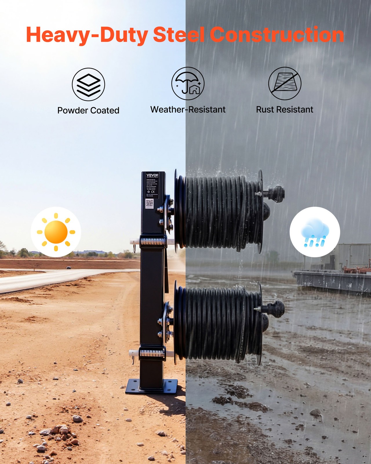 VEVOR Heavy Duty Double Welding Cable Reel Fits 150FT 1/0 & 125FT 2/0 Cable