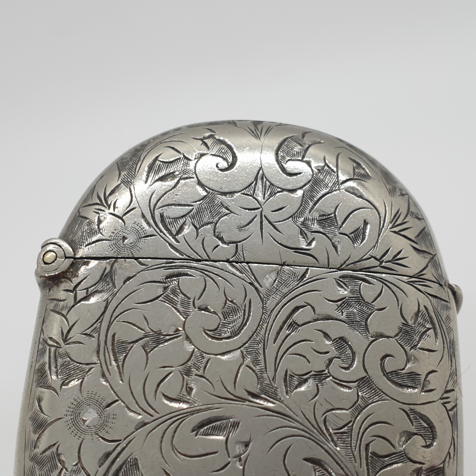Silver-Plated Oval Vesta Case Match Holder with Floral Design