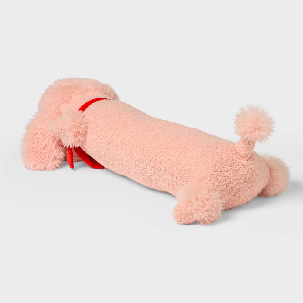 Poodle Kids' Long Weighted Plush Throw Pillow Peach - Pillowfort