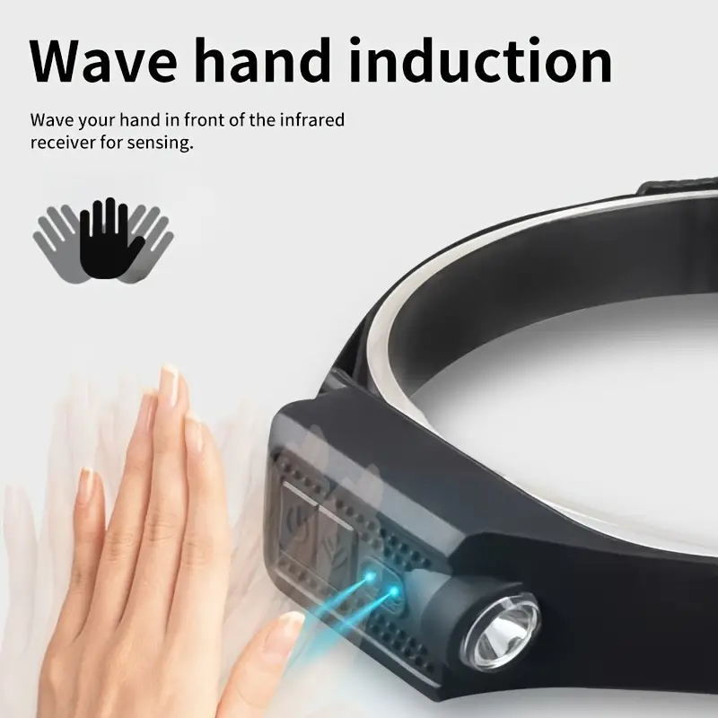 COB LED Headlamp USB Rechargeable Headlight Torch Work Light Bar Head Band Lamp