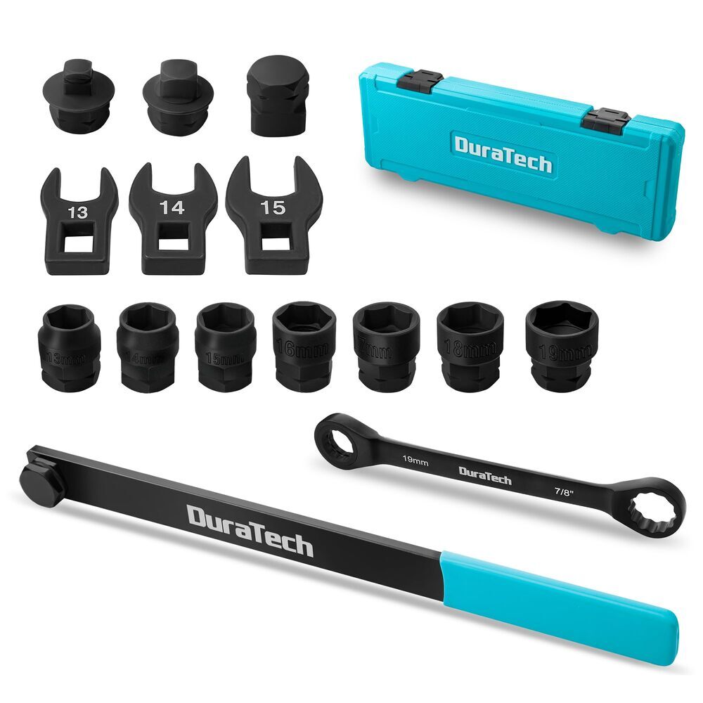 DURATECH Universal Ratcheting Serpentine Belt Tool Set 15PCS Belt Tensioner Tool