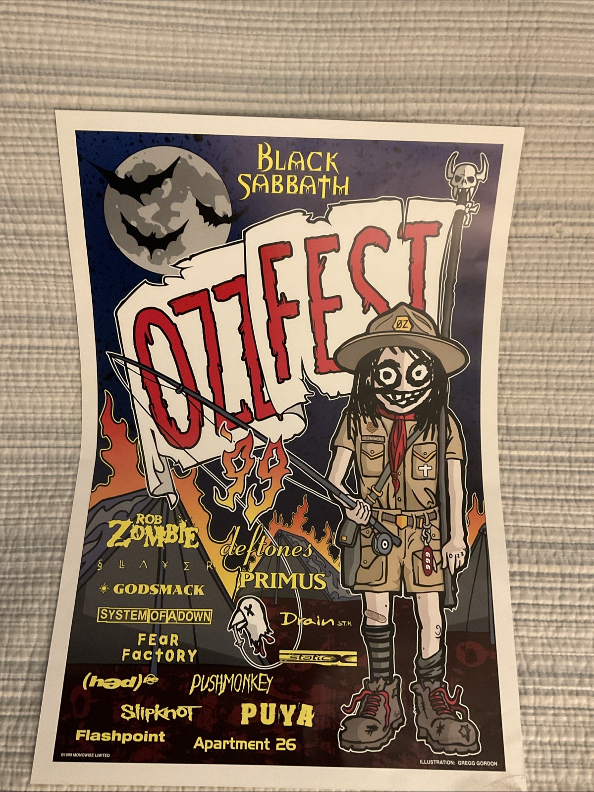 OZZY**OZZFEST 1999 POSTER**RARE BLACK SABBATH SLAYER ROB ZOMBIE