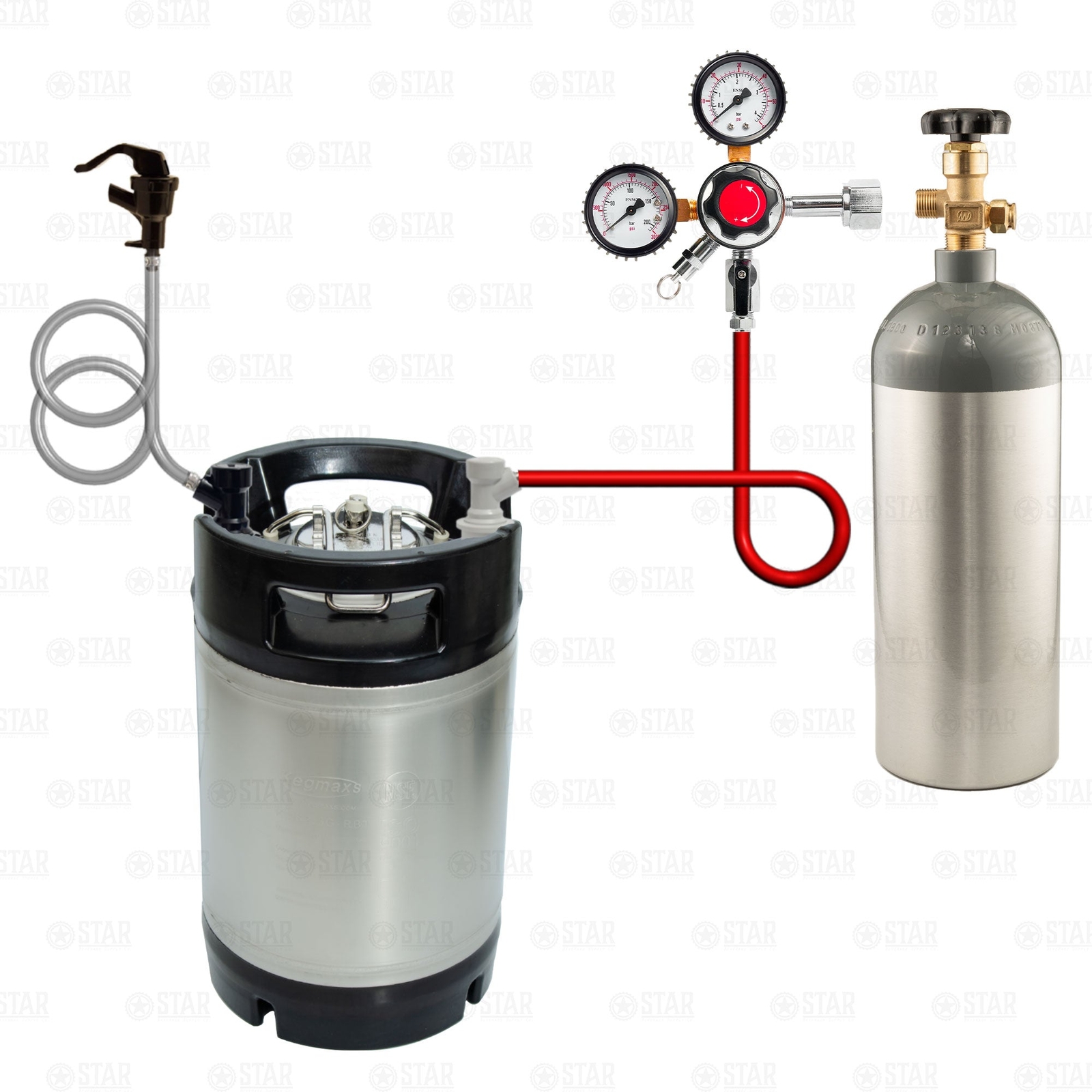 2.5 Gallon DIY Home Sparkling Carbonated Water Making CO2 Keg Dispensing Kit