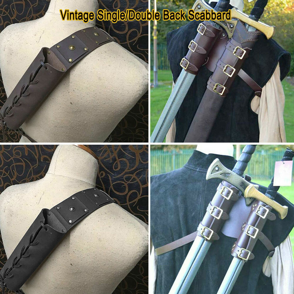 Medieval Style Sword Back Sheath Scabbard Warrior Holder One/Double Shoulders